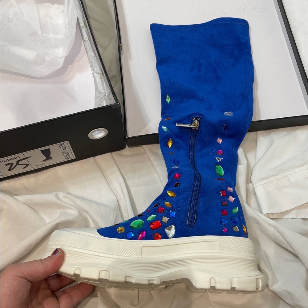 •CAPE ROBBIN• “Reesy” Chunky Sole Rhinestone Gem Sock Boot/Sneakers >> NIB - Picture 7 of 16
